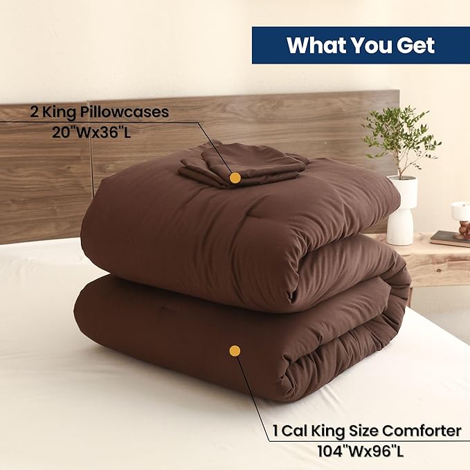 Paxrac Earthy Brown California King Comforter, 3 Pieces Oversized King - Image 7