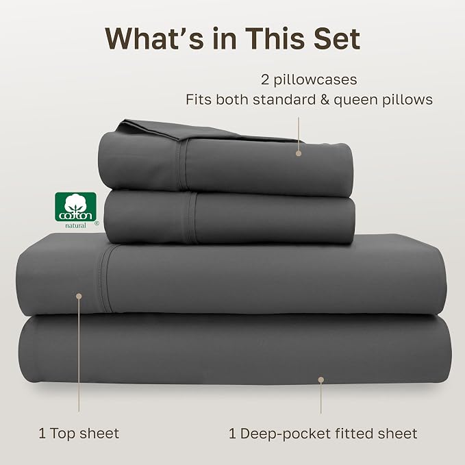 California Design Den Soft 100% Cotton Queen Sheet Set, 400 Thread Count Good - Image 4