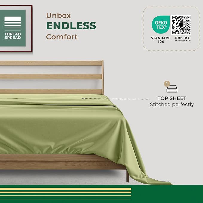 THREAD SPREAD 100% Organic Cotton Percale Flat Sheet Full Size - Image 3