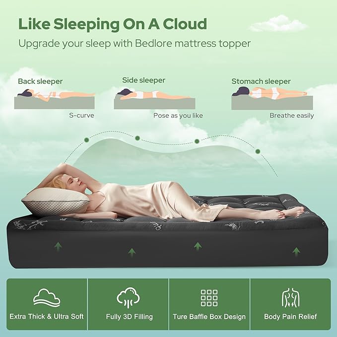 BEDLORE Twin Mattress Topper Viscose Derived from Bamboo, Thick Pillow Top - Image 4