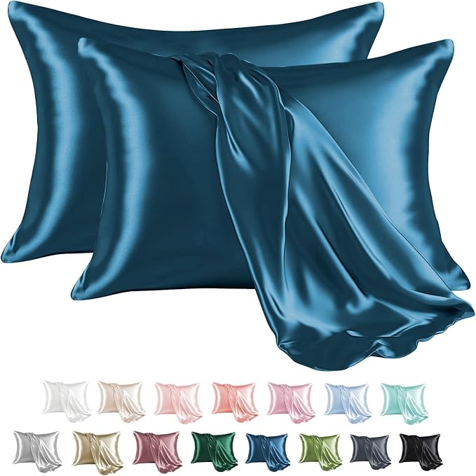 MR&HM Satin Pillowcase for Hair and Skin, Silk Satin Pillowcase 2 Pack by MRHM