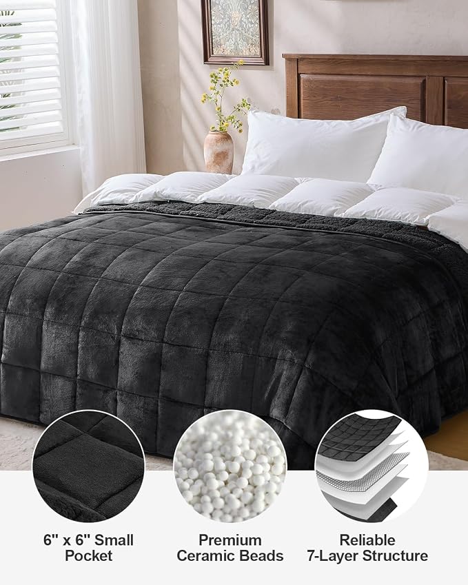 Super Fuzzy Soft Sherpa Fleece Weighted Blanket, 15 lbs Dual Sided Fluffy Heavy - Image 5