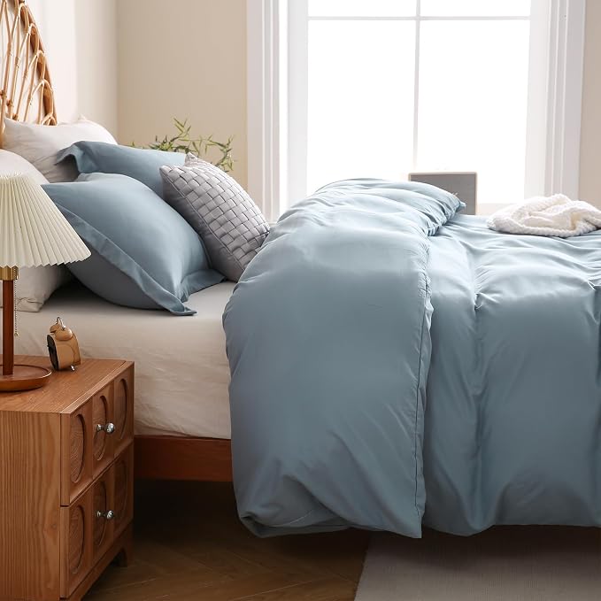 JSD Dusty Blue Duvet Cover Set Full Size, 3 Piece Duvet Cover - Image 7
