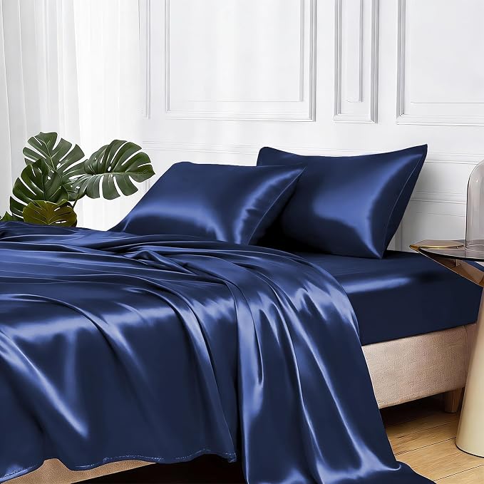 MR&HM Satin Bed Sheets, Twin Size Sheets Set by MRHM