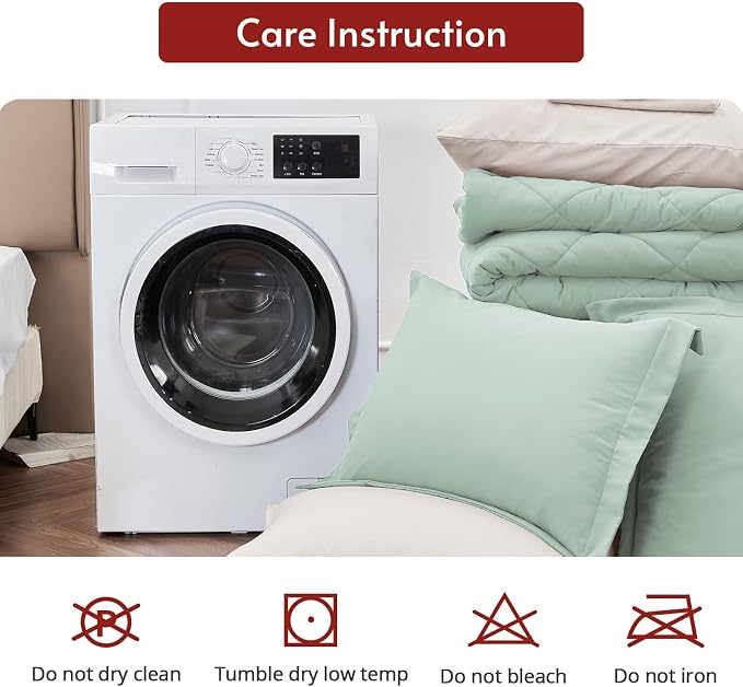 MUXHOMO 7 Pieces Queen Comforter Set, Reversible Bed in a Bag Queen Size - Image 9