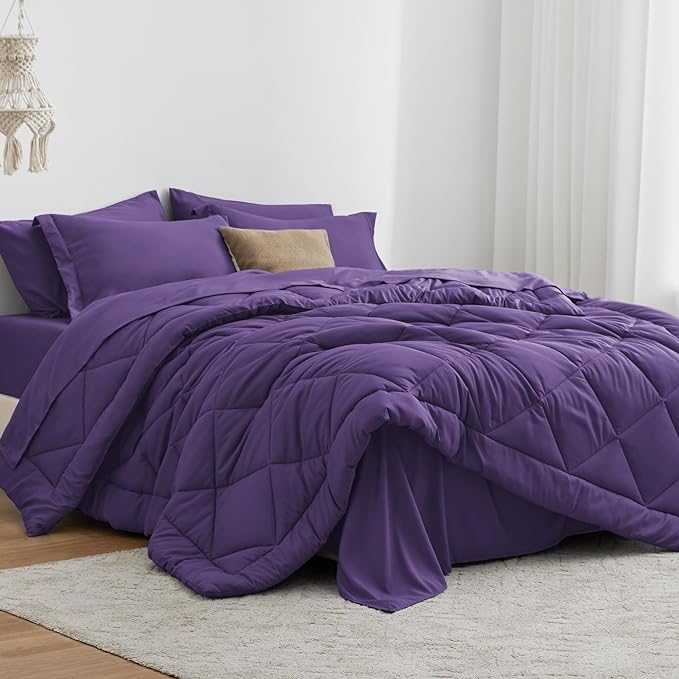 Love's cabin Twin XL Comforter Set Purple, 5 Pieces Twin XL Bed in a Bag by Lovescabin