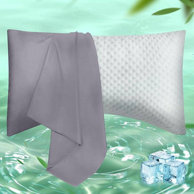 Curved Pillow Case King Size, Side Sleeper Pillow Cases Cover Cooling Rayon by JamRest