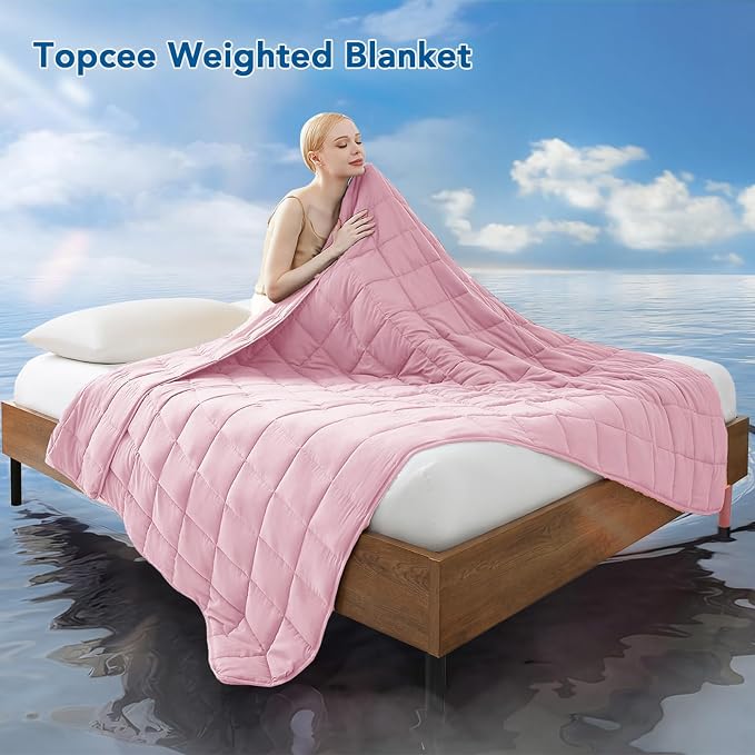 Topcee Weighted Blanket for Adults Twin Size Soft Cooling Heavy Blanket Sleeping - Image 2
