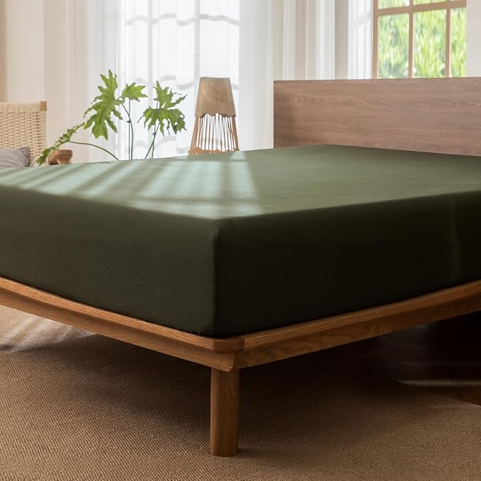 MooMee Fitted Bottom Sheet Only 100% Washed Cotton Linen Like Textured - Image 4