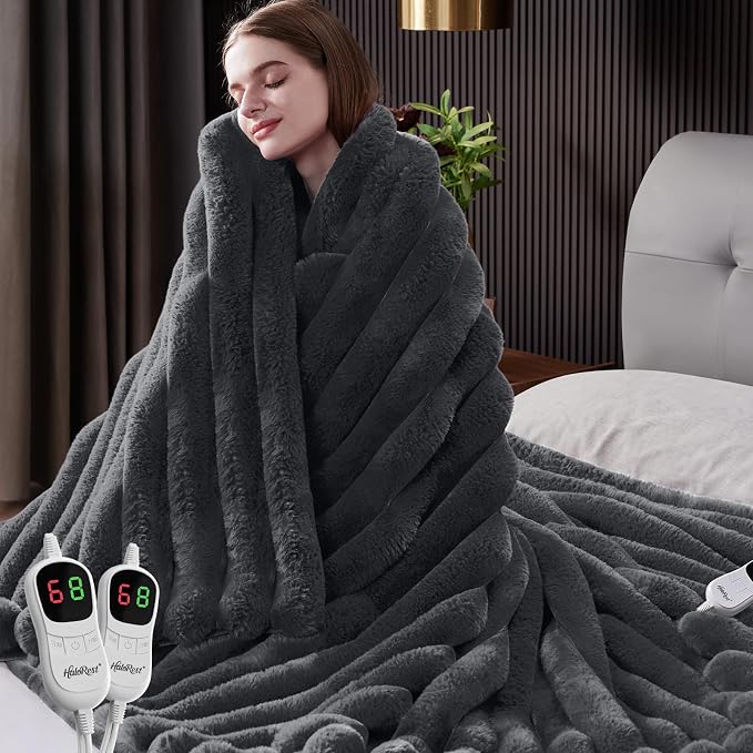 Heated Blanket Queen Size, Faux Fur Cozy Heating Blanket by Unknown