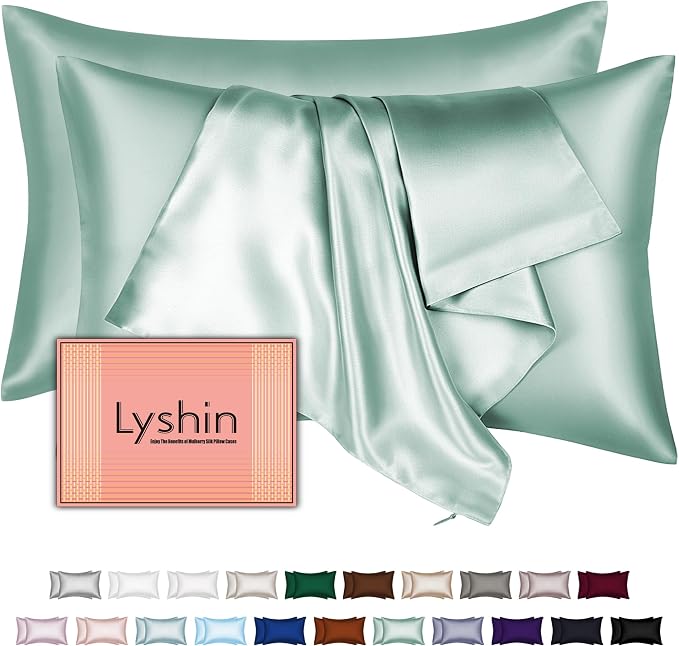 Silk Pillow Cases 2 Pack Queen Size by LYSHINSILKPILLOWCASES
