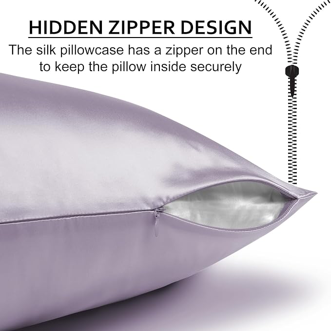 Ravmix Silk Pillow Cases with Zipper, 21momme Mulberry Silk Pillowcase - Image 6