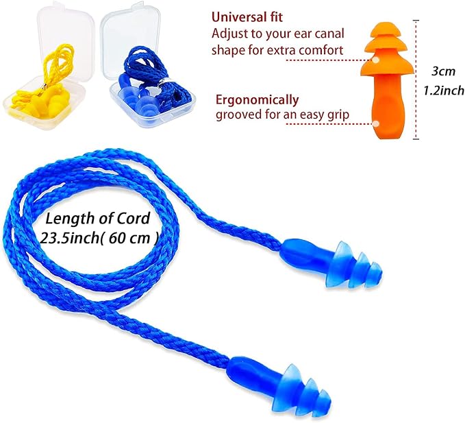 Ear Plugs for Sleeping Noise Canceling, 16 Pairs Reusable Ear Plugs Soft - Image 3