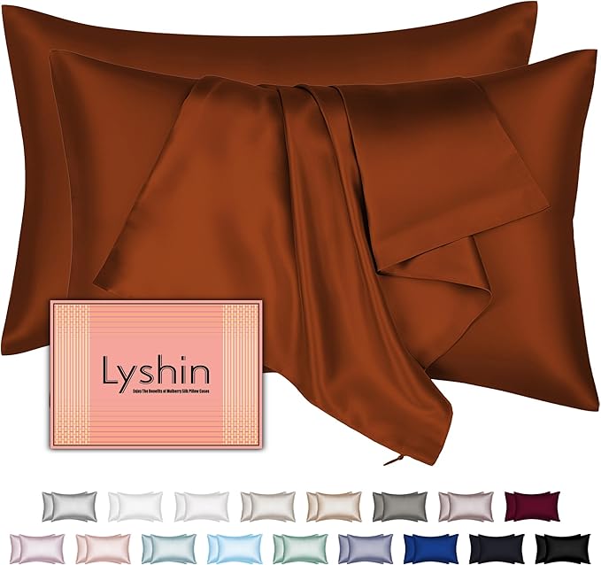 Silk Pillow Cases 2 Pack Queen Size by LYSHINSILKPILLOWCASES