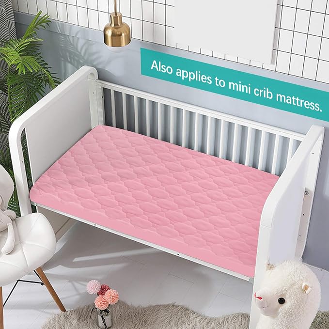 2 Pack Pack and Play Mattress Protector Sheets Fitted Waterproof Playard - Image 2
