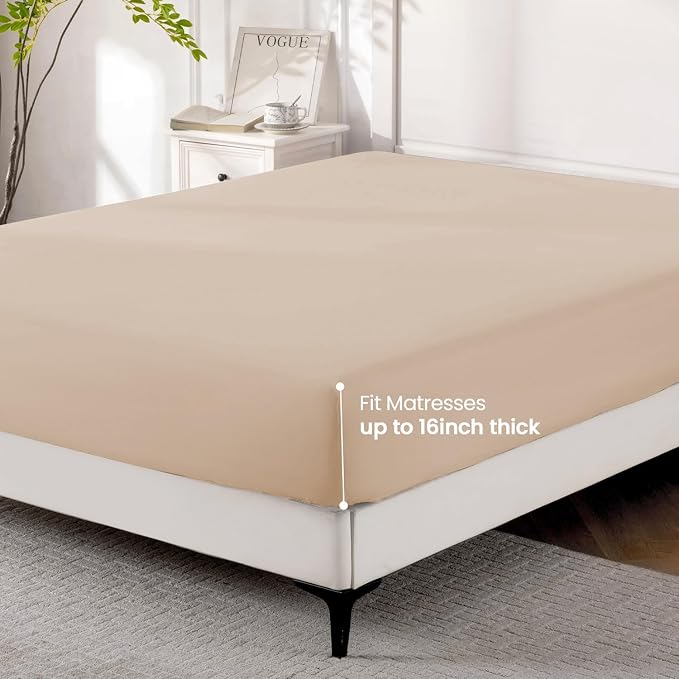 ROSE&RISY Khaki Full Fitted Sheet, Soft and Breathable - Image 4