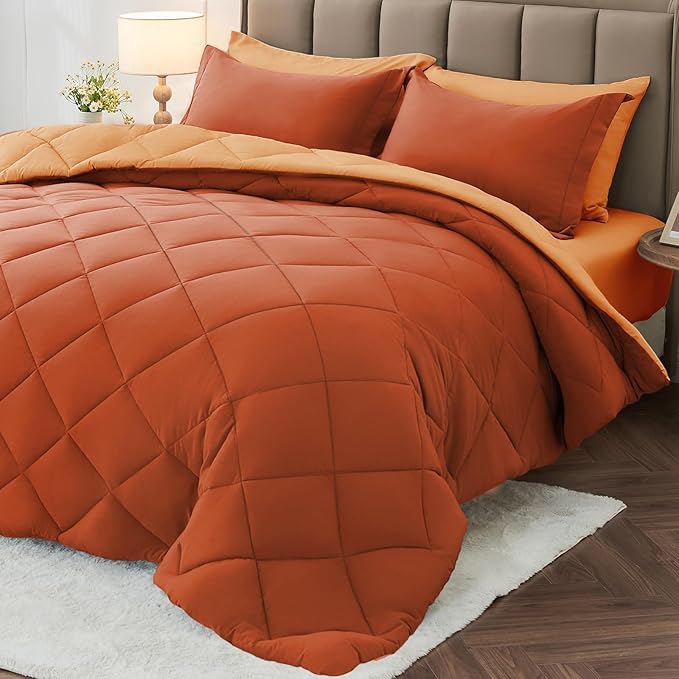 MUXHOMO 7 Pieces Full Comforter Set, Reversible Bed in a Bag Full Size by MUXHOMO