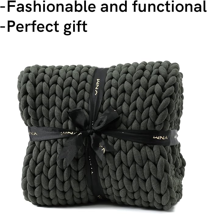 YnM Weighted Blanket, Handmade Chunky Knitted Design, Soft and Cozy, - Image 4