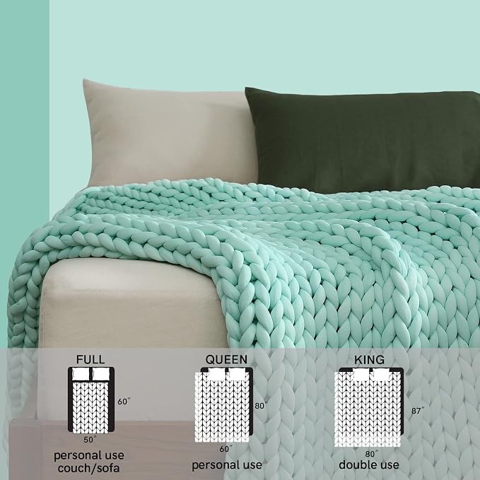 YnM Cooling Weighted Blanket, Handmade Chunky Yarn Knitted Design, Temperature - Image 6