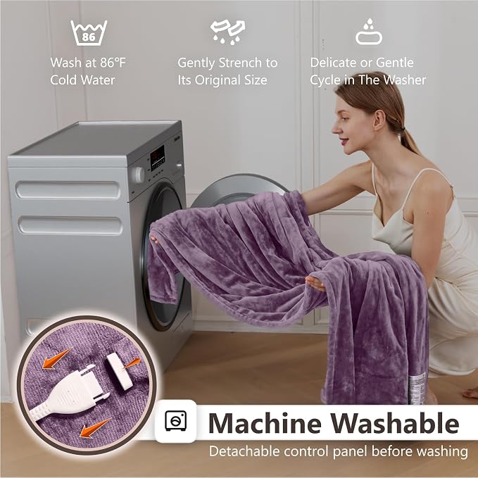 Wapaneus Heated Blanket Electric Blanket 62" x 84" Twin Size - Image 6