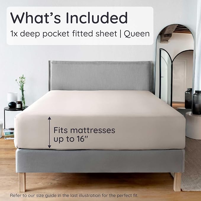 Bambaw 100% Viscose Derived from Bamboo Fitted Sheet Queen Size, Cooling Fitted - Image 2