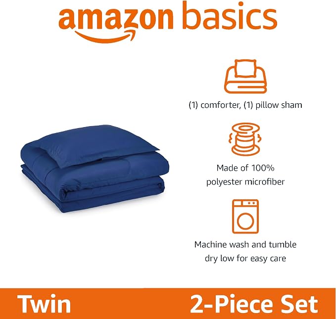 Amazon Basics 2-Piece Soft Microfiber Kid's Comforter and Pillow Sham Set - Image 2