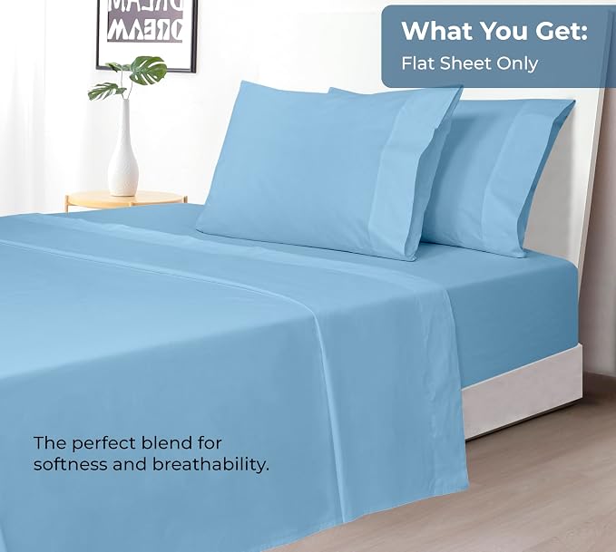 Royale Linens 100% Organic Cotton King Flat Sheet Only - Image 5