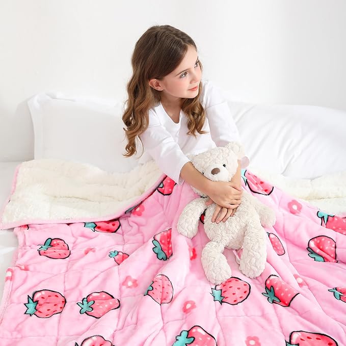 Weighted Blanket 7 pounds Twin Size 41"x 60", Soft Sherpa Fleece Heavy Blanket by Aemicion