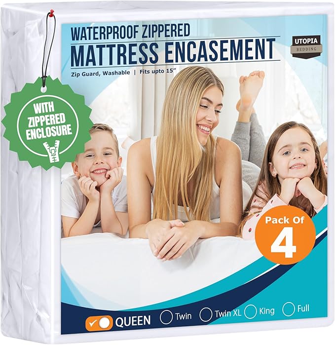 Utopia Bedding Mattress Protector Zippered Queen Size, 100% Waterproof Bed Bug by UTOPIABEDDING