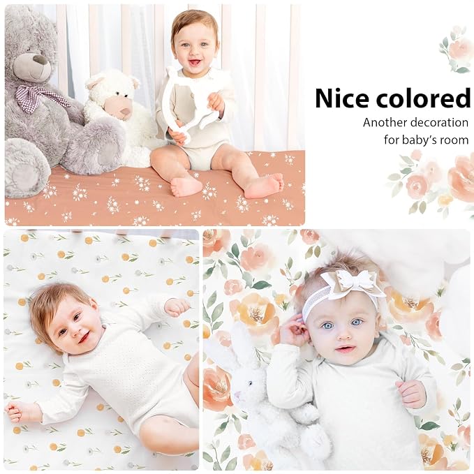 Baby Crib Sheets Girl, 3 Pack Toddler Bed Sheets - Image 6