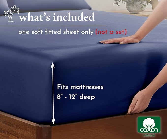 California Design Den 100% Cotton Fitted Sheet Twin Only, No Pop-Off Elastic - Image 4