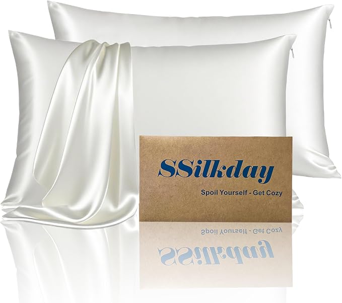 Mulberry Silk Pillow Cases Queen Size Set of 2, Ultra Smooth Soft Breathable by Unknown