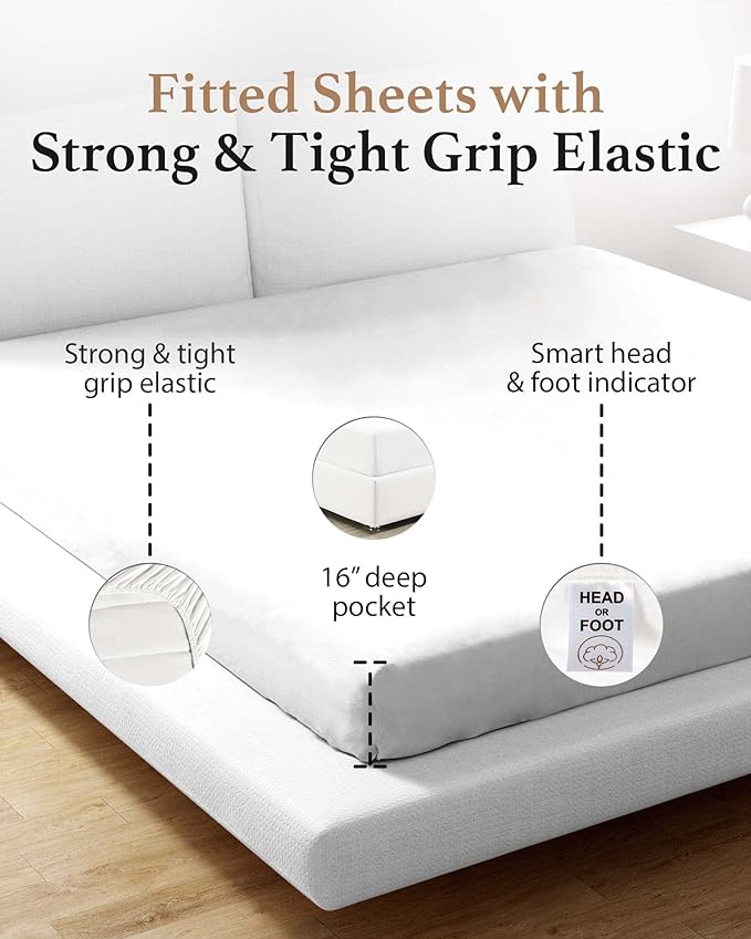 Good Sleep Bedding 800 TC Egyptian Cotton Soft & Breathable Full Fitted Sheet - Image 4