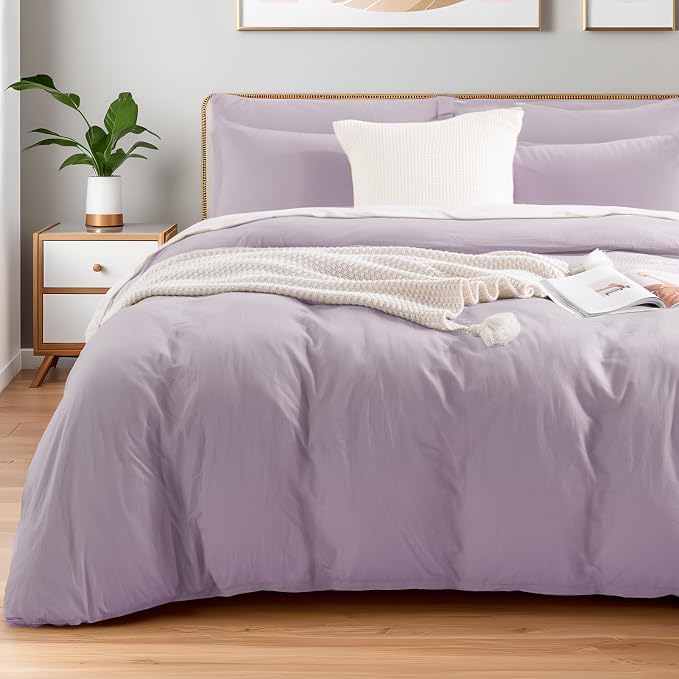 NEXHOME PRO Duvet Cover Set 100% Washed Cotton Oversized Queen 92"x98" by NEXHOMEPRO