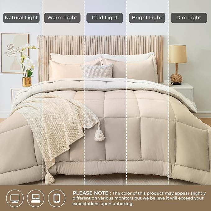 Sasttie Full Size Comforter Sets, 7 Pieces Reversible Bed in a Bag Full - Image 7