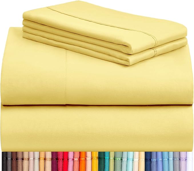 LuxClub 4 PC Sheet Set Bed Sheets Deep Pockets 16" Eco Friendly Wrinkle Free by LuxClub