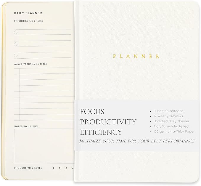 Productivity 3-month Planner Undated Daily Weekly Monthly Planner by Unknown