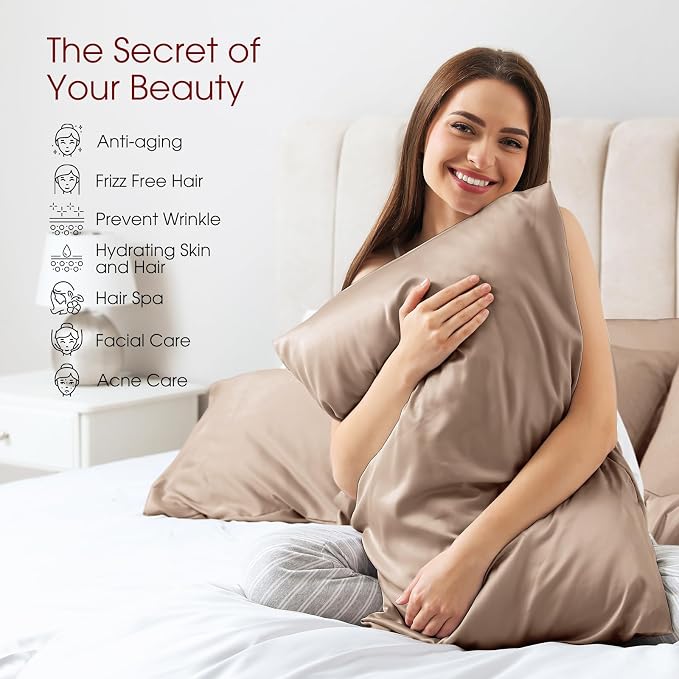 100% Silk Pillow Cases 2 Pack King Size Mulberry Silk Pillowcase - Image 4