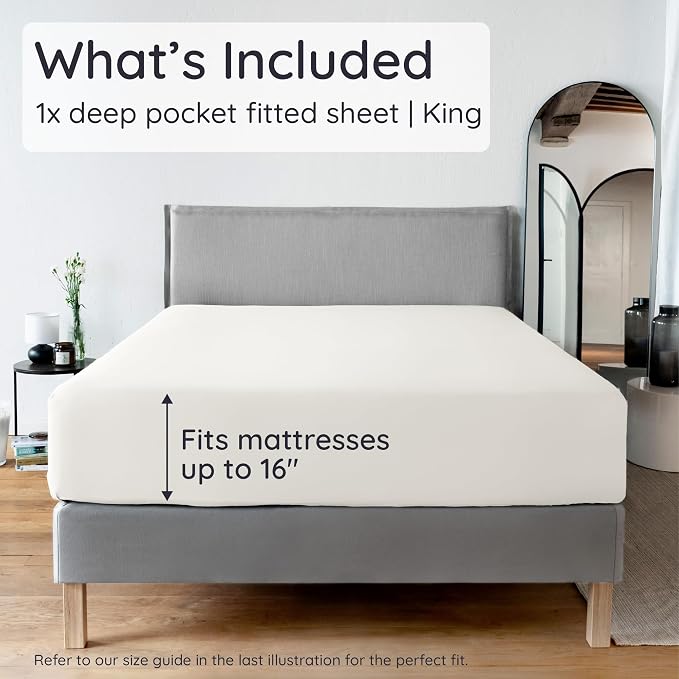 Bambaw 100% Viscose Derived from Bamboo King Fitted Sheet - Image 2