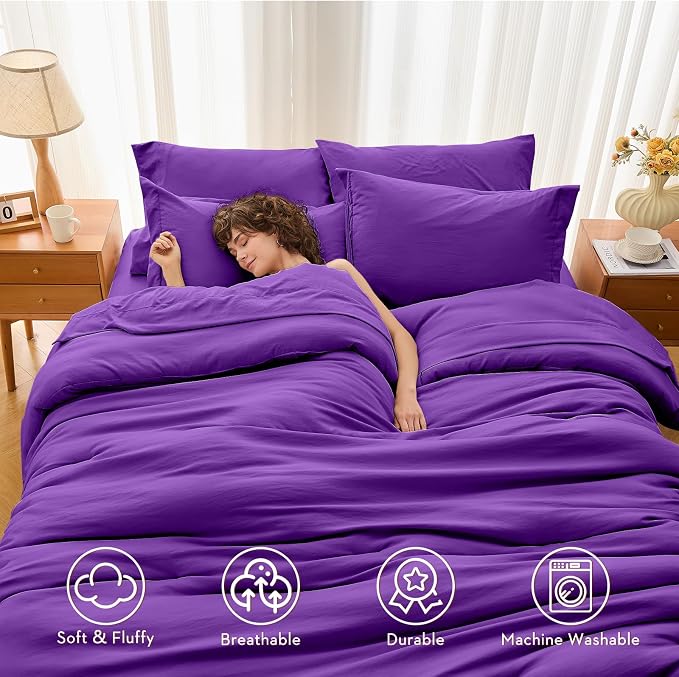 MUXHOMO 7 Pieces Queen Comforter Set, Soft Bed in a Bag Queen Size, All Season - Image 2