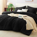 CozyLux Queen Comforter Set Black, 7 Pieces Bed in a Bag Soft Bedding Comforter by CozyLux