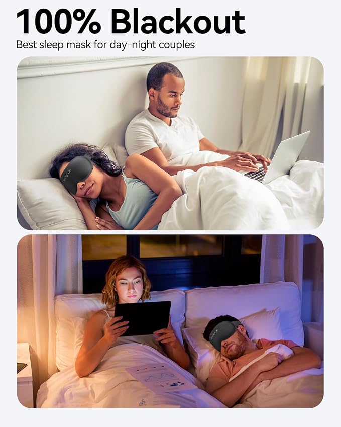 FACEMOON Sleep Mask for Men & Women – 3D Weighted Design, 100% Blackout - Image 4