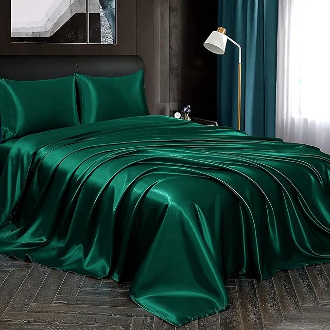 Homiest Blackish Green Satin Luxury Soft Top & Bed Sheet - Image 5