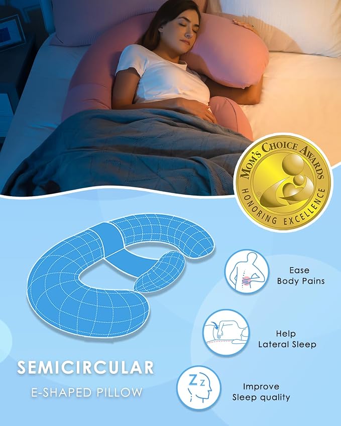 QUEEN ROSE Cooling Pregnancy Pillows, E Shaped Maternity Pillow - Image 2