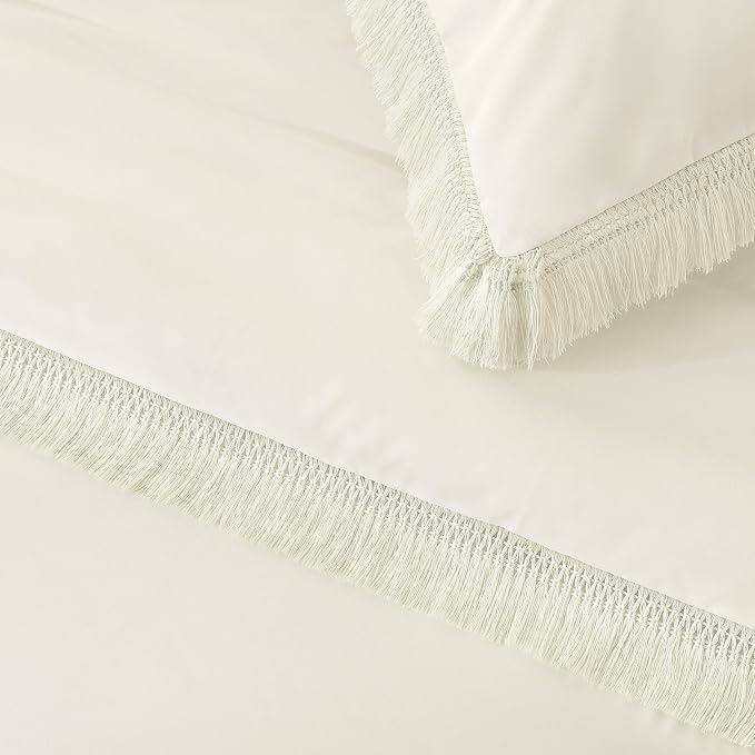 Andency Comforter Full Size Set Ivory, 3 Pieces Boho Ivory Lightweight Bedding - Image 8