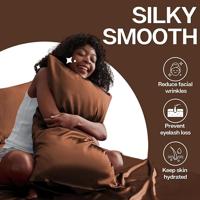 MR&HM Satin Pillowcase for Hair and Skin, Silk Satin Pillowcase 2 Pack - Image 4
