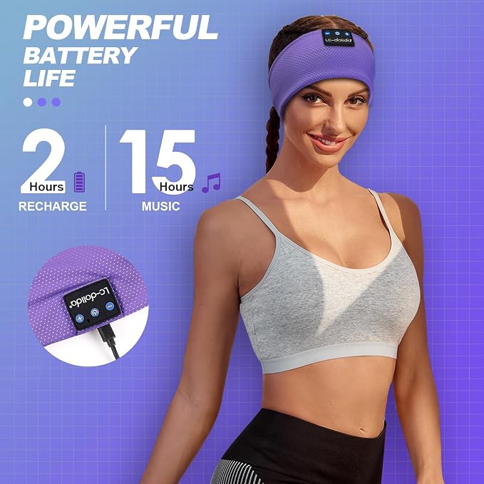 LC-dolida Sleep Headphones Bluetooth 5.4, Headband Headphones Earphones Wireless - Image 6