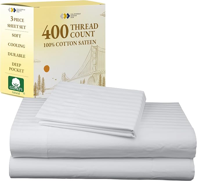 California Design Den Soft 100% Cotton Twin XL Sheet Set, 400 Thread Count Good by CaliforniaDesignDen