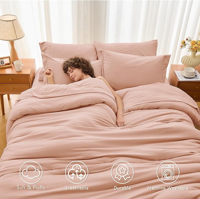 MUXHOMO 7 Pieces California King Comforter Set, Soft Bed in a Bag Cal King Size - Image 2