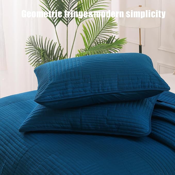 Whale Flotilla Ultra Soft Twin Quilt Bedding Set, Lightweight Fall Blue Quilts - Image 6